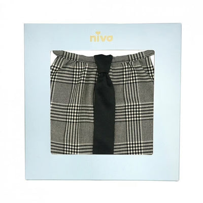 Chic Glen Check Body Bib with Tie / necktie - glen check 296