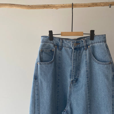 Denim panel pants【ハモミシノオトナフク】