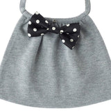 【Niva】黒白ドットのサテン蝶ネクタイ付きスタイ（グレー）／butterfly tie