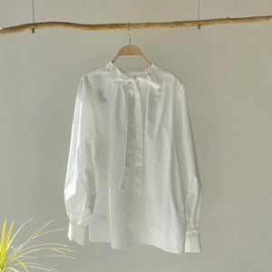 2WAY Volume Sleeve Slim Bowtie Blouse [Hamomisi Adults]