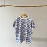 【hamomisi】Roll collar border T-shirt(110.120)