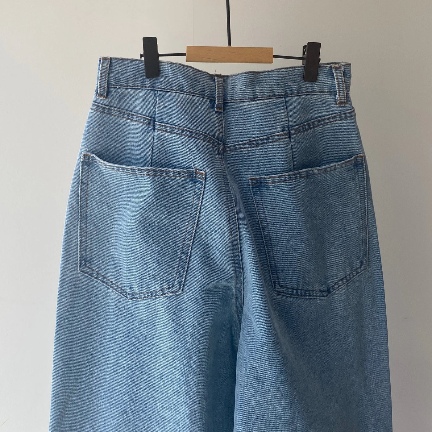 Denim panel pants【ハモミシノオトナフク】