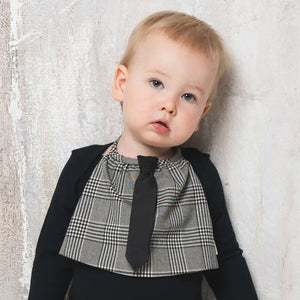 Chic Glen Check Body Bib with Tie / necktie - glen check 296