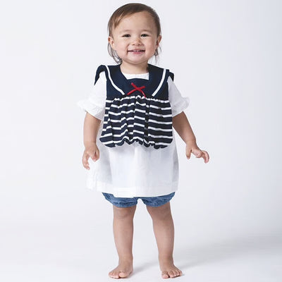 Sailor collar striped bib / Sailor 287 (available in 2 colors)