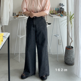 【ハモミシノオトナフク】Chemically colored wide-leg denim